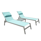 Patio Chaise Lounge Set of 3,Aluminum Pool Lounge Chairs with Side Table,Outdoor Adjustable Recliner All Weather for Poolside