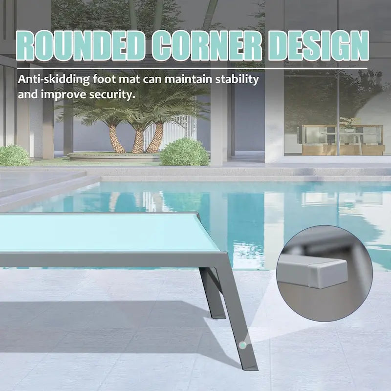 Patio Chaise Lounge Set of 3,Aluminum Pool Lounge Chairs with Side Table,Outdoor Adjustable Recliner All Weather for Poolside