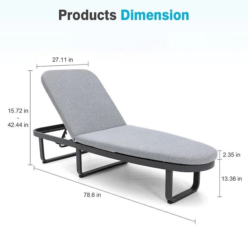 Boat-Shape Aluminum Chaise Lounge Chair with Cushion
