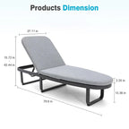 Boat-Shape Aluminum Chaise Lounge Chair with Cushion