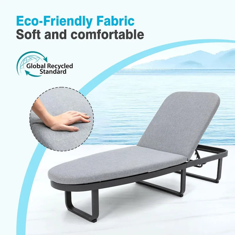 Boat-Shape Aluminum Chaise Lounge Chair with Cushion