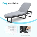 Boat-Shape Aluminum Chaise Lounge Chair with Cushion