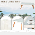 4 Piece Patio Furniture Set White Rope & Grey Cushion Iron Acacia Wood