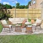 FINCATI BOHO Luxury Outdoor Patio Wicker Conversation Sectional Sofa Set