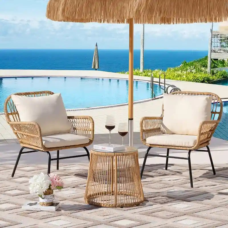 FINCATI BOHO Luxury Outdoor Patio Wicker Conversation Sectional Sofa Set