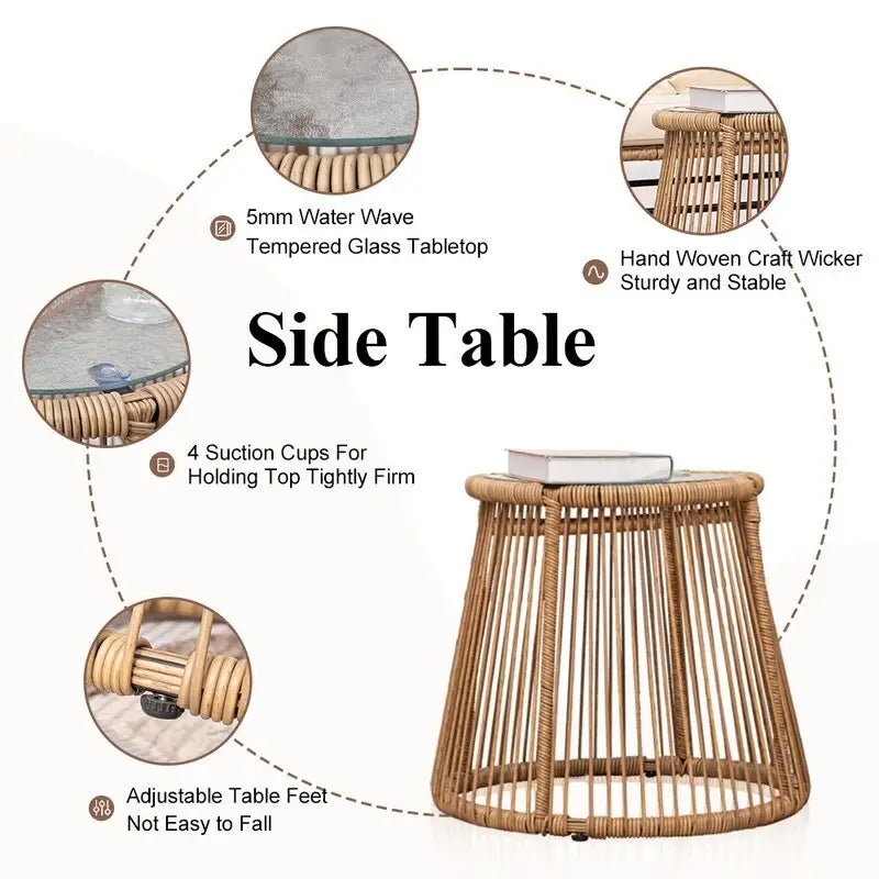 FINCATI BOHO Luxury Outdoor Patio Wicker Conversation Sectional Sofa Set