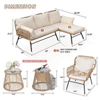 FINCATI BOHO Luxury Outdoor Patio Wicker Conversation Sectional Sofa Set