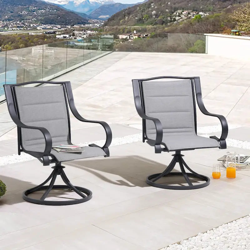 Patio Dining Set with 360 Degree Swivel Chairs (Set of 2)