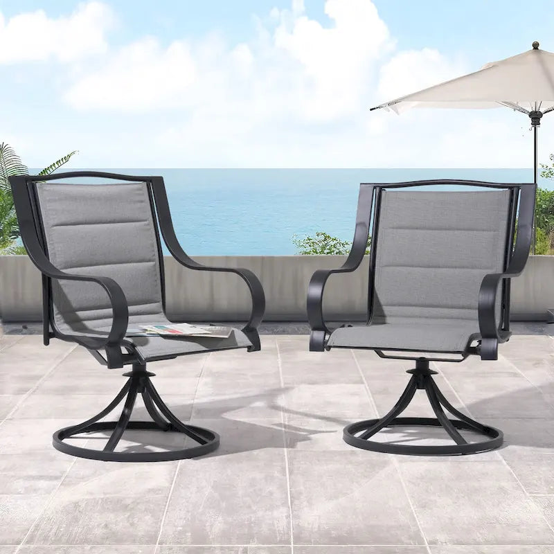 Patio Dining Set with 360 Degree Swivel Chairs (Set of 2)