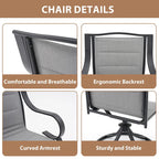 Patio Dining Set with 360 Degree Swivel Chairs (Set of 2)