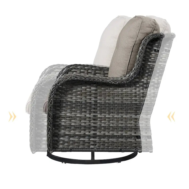 Patio Glider Chair Set with Fire Pit Table - Grey