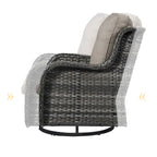 Patio Glider Chair Set with Fire Pit Table - Grey